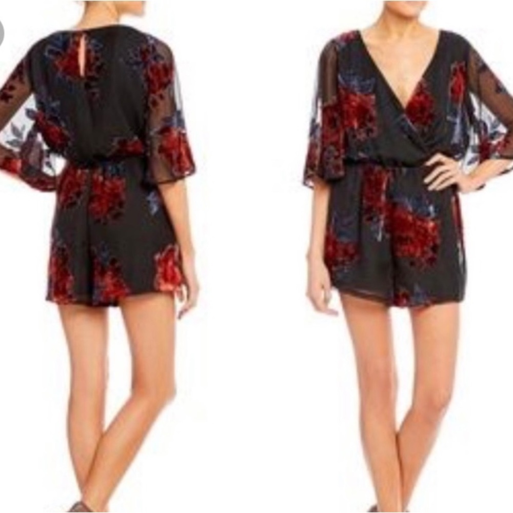 Velvet Burnout Romper in Black